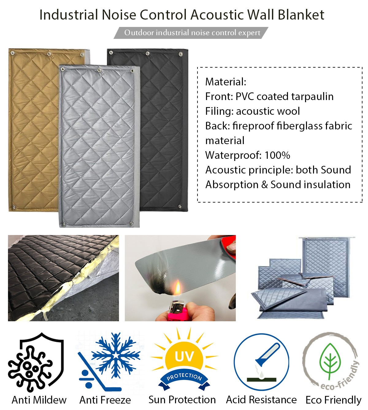 Industrial Noise Control Acoustic Wall Blanket Buy Soundproof Curtain Acoustic Curtain 7060