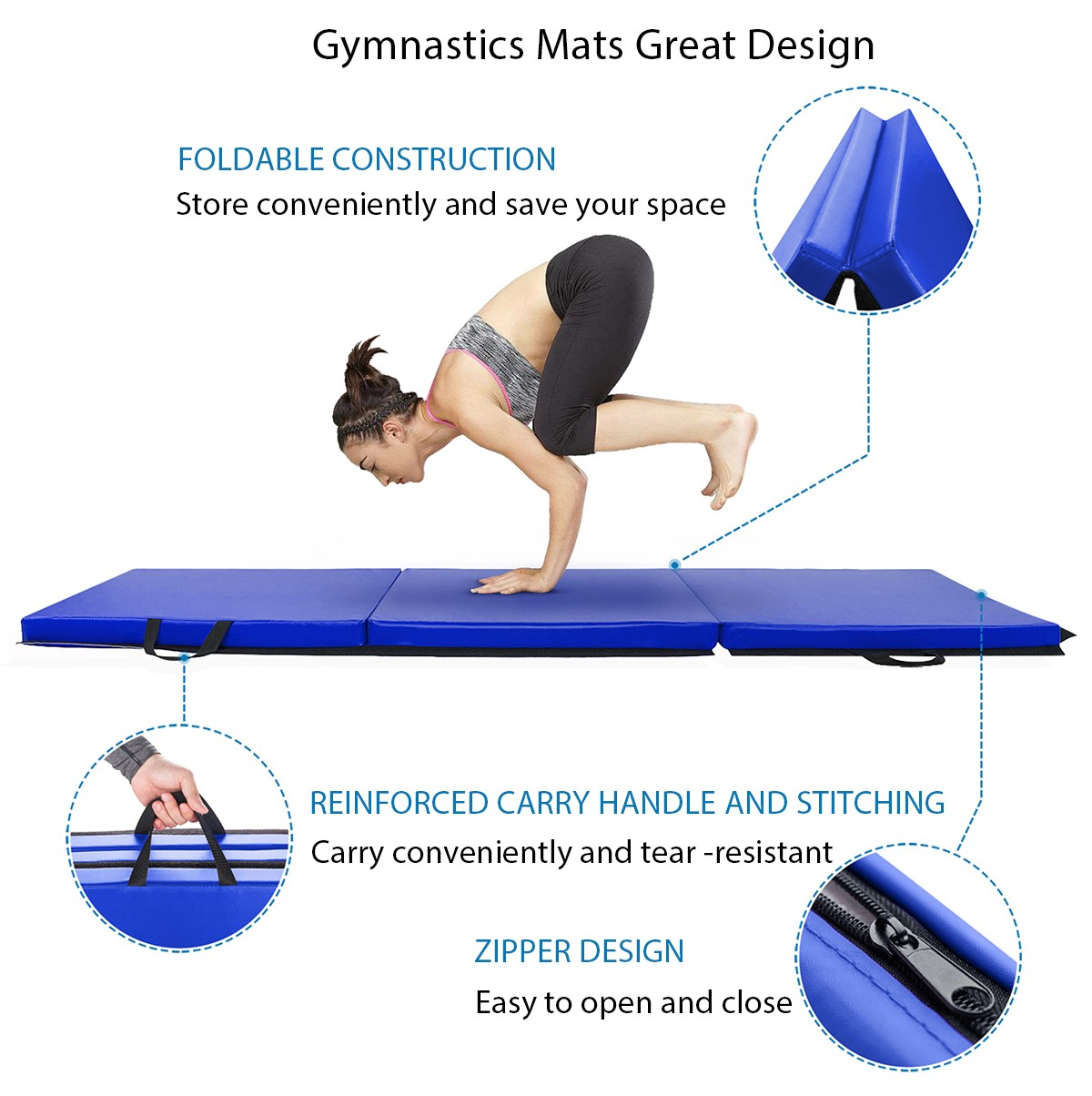 Four-fold Gymnastics Mats with Carrying Handles - Buy foldable ...