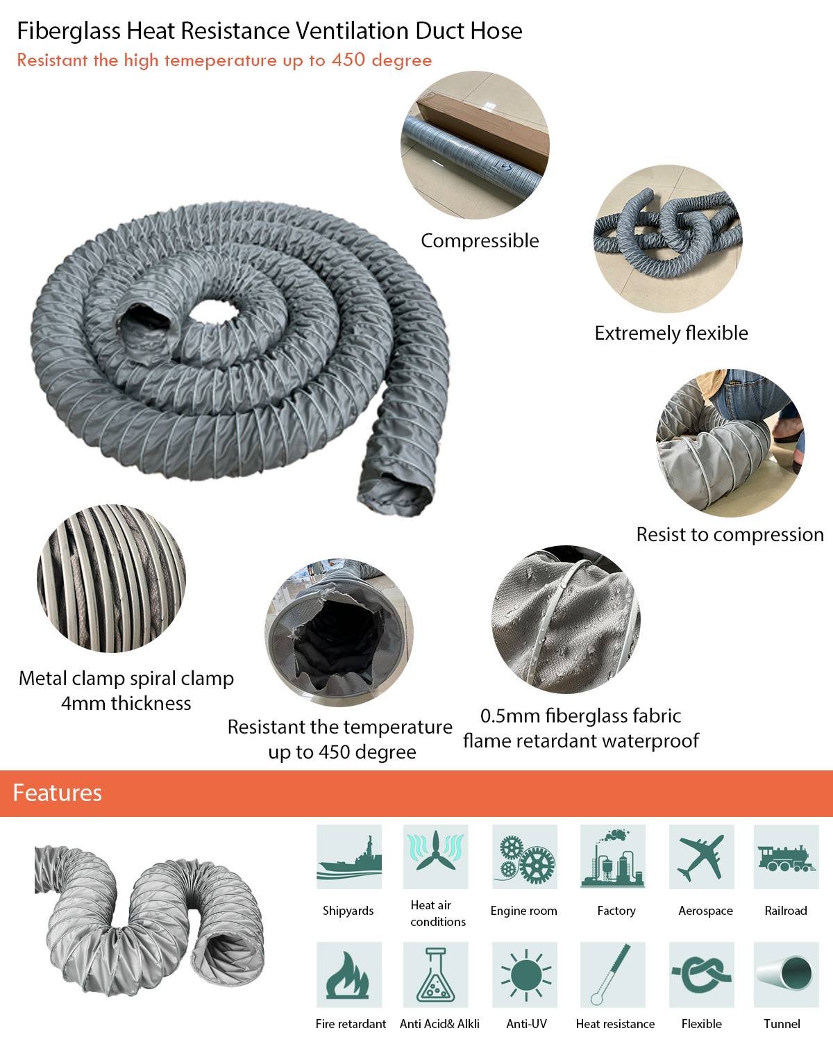 Fiberglass Heat Resistance Ventilation Duct Hose Buy ventilation duct