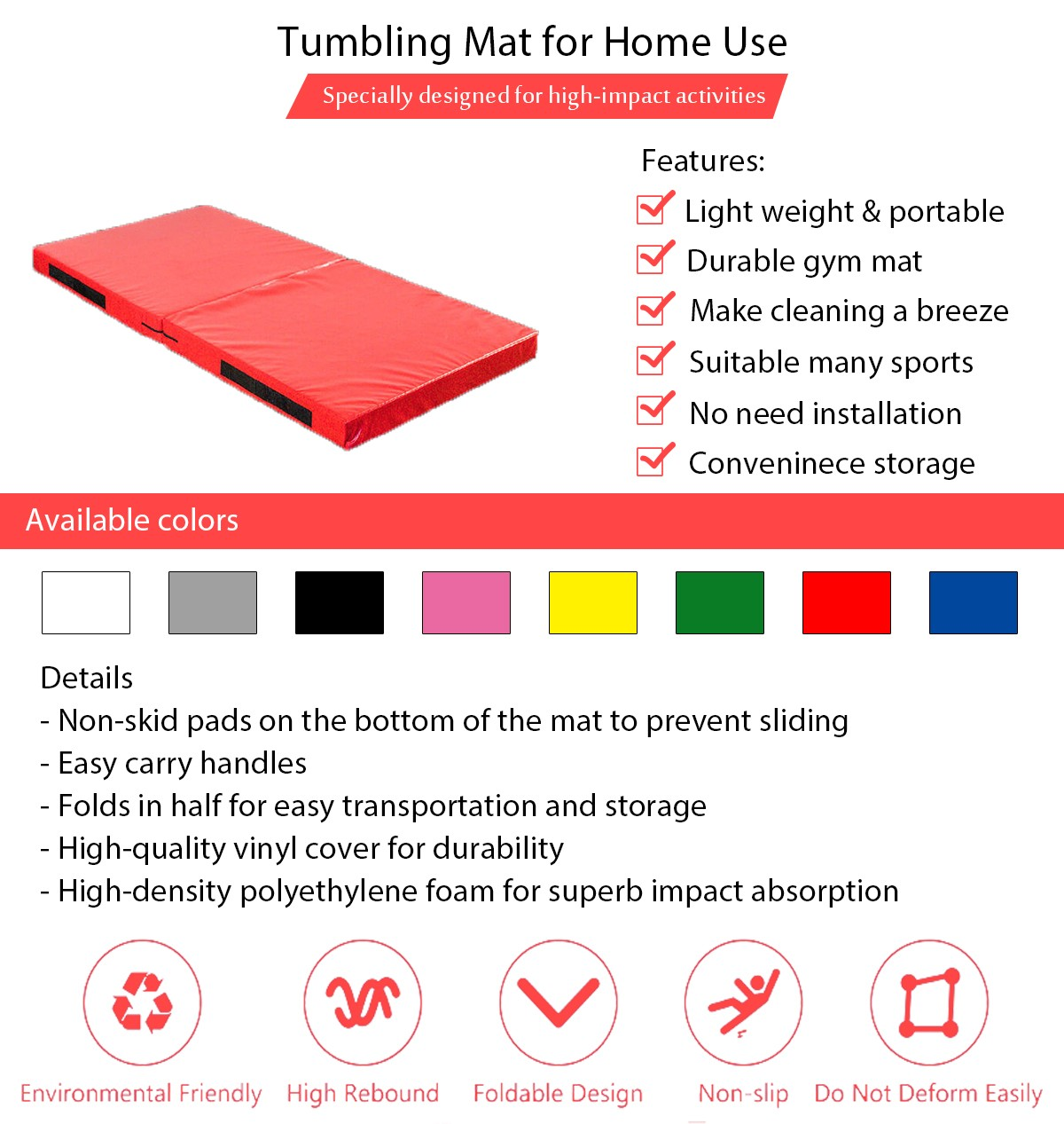 Tumbling Mat for Home Use Buy gym mat, yoga mat, thick gym mats